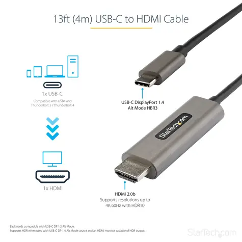 StarTech kabel USB-C na HDMI černá / Kabel / 4K 60Hz / HDR / 4 m