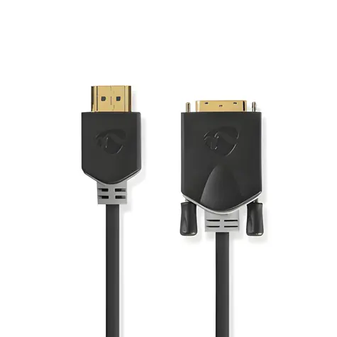 Nedis antracit / Kabel HDMI - DVI-D 24+1 / 1080p / Pozlacené konektory / 2 m