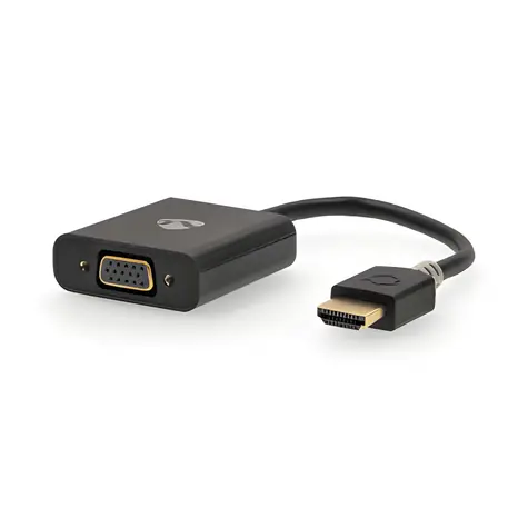 Nedis adaptér HDMI (M) - VGA/USB Micro-B/3,5mm zásuvka antracit / Adaptér / Pozlacené konektory / Přímý