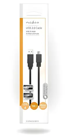 Nedis USB kabel USB-A - Micro-B černá / USB kabel / USB 2.0 / 480 Mbps / 1 m / plochý