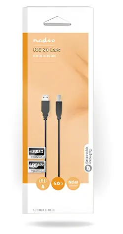 Nedis USB 2.0 kabel černá / Kabel USB / USB-A - USB-B / 480 Mbps / 5 m