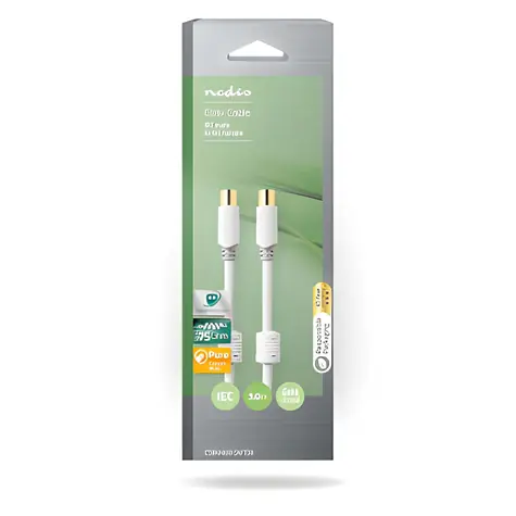 Nedis Koaxiální kabel IEC(M) - IEC(F) bílá / Koaxiální kabel / Pozlacené / 75 Ohm / Dvojité stínění / 3 m