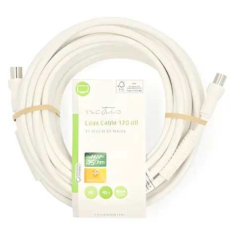 Nedis koaxiální kabel 10 m bílá / Koaxiální kabel / IEC (M) - IEC (F) / 75 Ohm / 120 dB