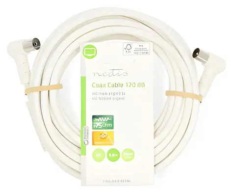 Nedis Koaxiální kabel bílá / Anténní kabel / 120 dB / 75 Ohm / 4x stínění / 5 m