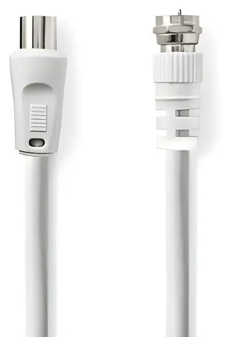 Nedis satelitní anténní kabel F(M) - IEC(M) bílá / Kabel / 75 Ohm / 50 dB / dvojité stínění / 1,5 m