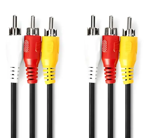 Nedis Kompozitní video kabel 3x RCA - 3x RCA 1,5 m černý / Kabel / poniklované konektory / 480p
