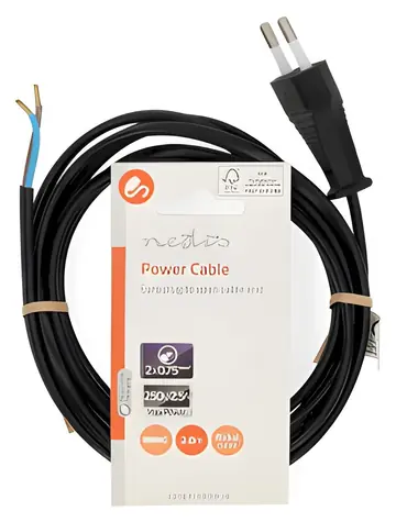 Nedis napájecí kabel Euro vidlice - otevřený konec černá / Napájecí kabel / Plochý / PVC / 2 m