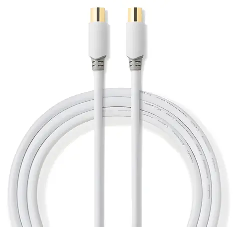Nedis koaxiální kabel bílá / Koaxiální kabel / IEC - IEC / 75 Ohm / 100 dB / dvojité stínění / 2 m