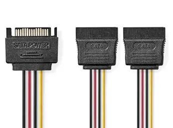 Nedis Napájecí kabel SATA 15pin (M) - 2x SATA 15pin (F) / Napájecí kabel / Pozlacené konektory / 0,15 m