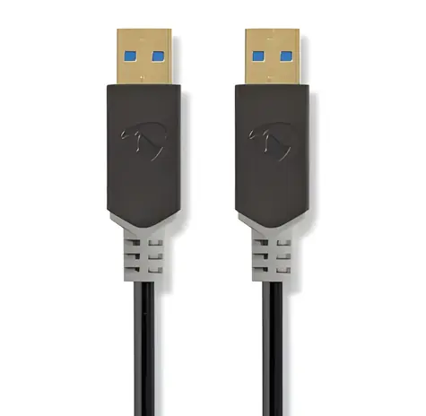 Nedis USB-A - USB-A 3.2 Gen1 2m antracitová / USB kabel / 18 W / 5 Gbps / Pozlacené konektory