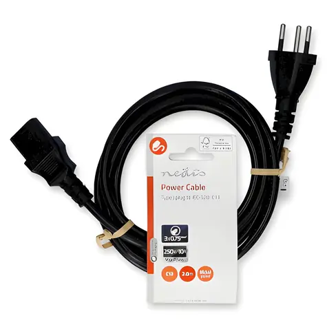 Nedis napájecí kabel CH zástrčka černá / Napájecí kabel / IEC-320-C13 / 2 m / Přímý / PVC