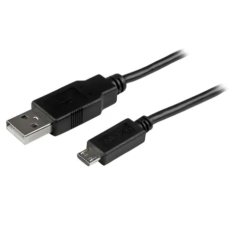 StarTech Ultratenký kabel USB-A - Micro-USB černý / Kabel / USB 2.0 Type-A na Micro-B / 480 Mbit/s / 15 cm