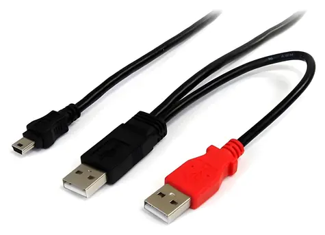 StarTech USB Y kabel pro externí disk černá / 1x Mini-USB / 2x USB-A / 1,8 m