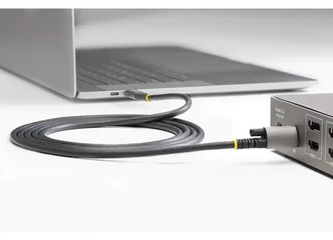 StarTech Kabel USB-C - USB-C se šroubovací pojistkou černá/šedá / Kabel / 10 Gbps / PD 20V / 0,5 m