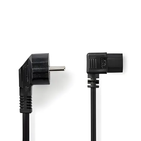Nedis napájecí kabel černá / Napájecí kabel / Typ F - IEC-320-C13 / Úhlový / Poniklované / 3 m