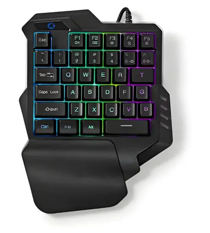 Nedis Herní klávesnice jednoruční / Klávesnice / membránová / RGB / USB-A / kabel 1,6 m