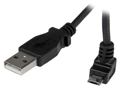 StarTech USB-A na Micro-USB černá / Nabíjecí a datový kabel / Úhlový konektor / 1 m / 480 Mbps