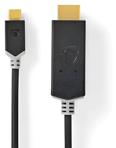 Nedis USB-C - HDMI 2m antracit / Adaptér / USB 3.2 Gen 1 / 4K 60Hz / Pozlacené konektory