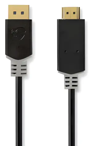 Nedis antracit / Kabel DisplayPort na HDMI / 4K 30Hz / Pozlacené konektory / 1 m
