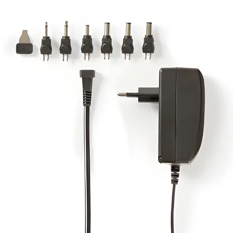 Nedis Univerzální napájecí adaptér černá / Napájecí adaptér / 24 W / 9–24 V DC / 6 konektorů / AC 100–240 V / 1,80 m