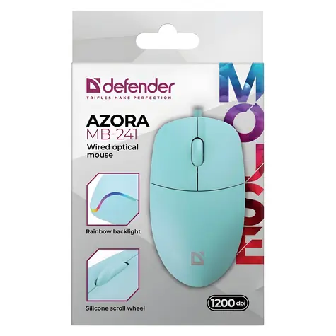 Defender Azora MB-241 mátová / Drátová optická myš / 1200 DPI / 2 tlačítka / USB