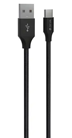 Devia Gracious Woven nabíjecí kabel černá / Kabel USB-A - USB-C / Textilní opletení / 1 m