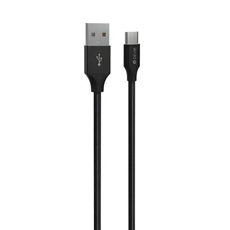 Devia Gracious Woven Cable černá / Kabel USB-A - USB-C / 2 m