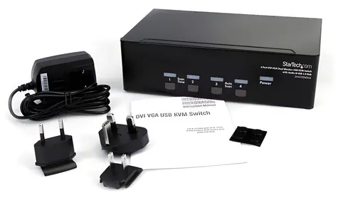 StarTech DVI VGA KVM přepínač černá / KVM přepínač / DVI / VGA / USB / max. 1920 x 1200 px / 5 portů