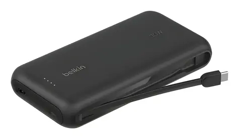 Belkin BOOST CHARGE 20000mAh + kabel černá / Powerbanka / integrovaný USB-C kabel / 30W PD