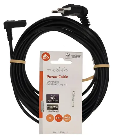 Nedis Napájecí kabel Euro - IEC-320-C7 černá / Napájecí kabel / oboustranně úhlový 90° / poniklované / 5 m