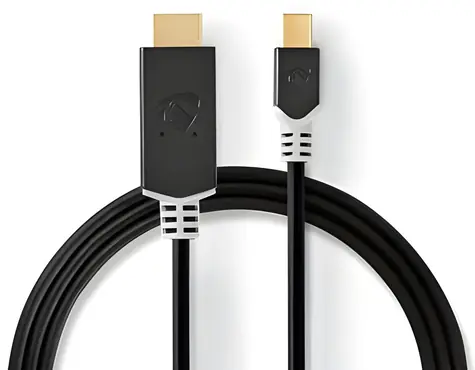 Nedis Mini DisplayPort - HDMI antracit / Kabel Mini DisplayPort na HDMI / 48 Gbps / Pozlacené konektory / 2 m