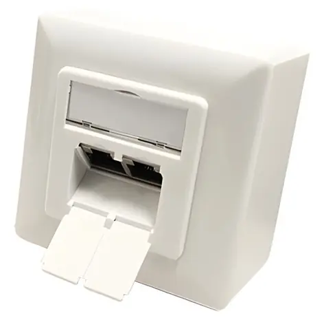 Goobay bílá / Síťová zásuvka / 2x RJ45 / kat. 6 STP / na omítku / horizontální přívod