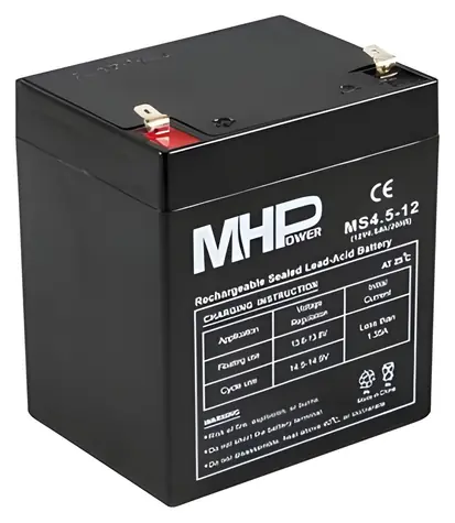 MHPower olověný akumulátor AGM 12V/4,5Ah / Olověný akumulátor / 12 V / 4,5 Ah / Faston F1 4,8 mm
