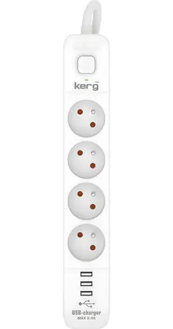 Kerg přepěťová ochrana 4 zásuvky bílá / Přepěťová ochrana / 4 zásuvky / 1,5 m