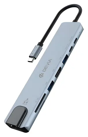 Devia EC706 tmavě šedá / USB Hub / USB-C / 8v1