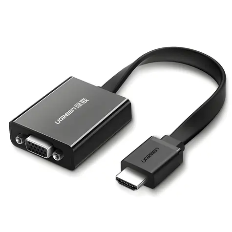 UGREEN MM103 černá / Adaptér HDMI - VGA / Micro-USB napájení / 25 cm