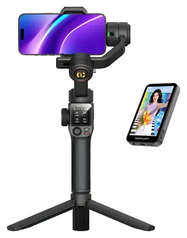 AOCHUAN S3 černá / Stabilizátor / dotykový displej / AI sledování 360° / LED světlo 150 lm