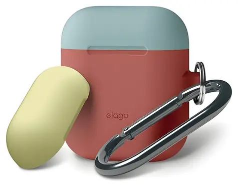 Elago Duo Hang Case Italian Rose / Silikonové pouzdro / AirPods / karabinka