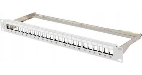 Lanberg patch panel pro Keystone šedý / Patch panel / 24 portů / FTP / 1U / 19