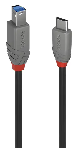Lindy USB-C - USB-B 0,5 m černá / Kabel / USB 3.2 Gen 1