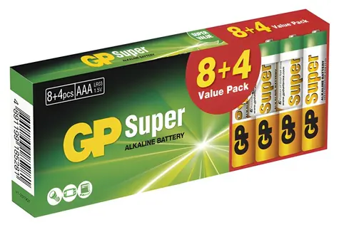 GP Super Alkaline AAA (LR03) 8+4 ks / Alkalická baterie / Mikrotužková