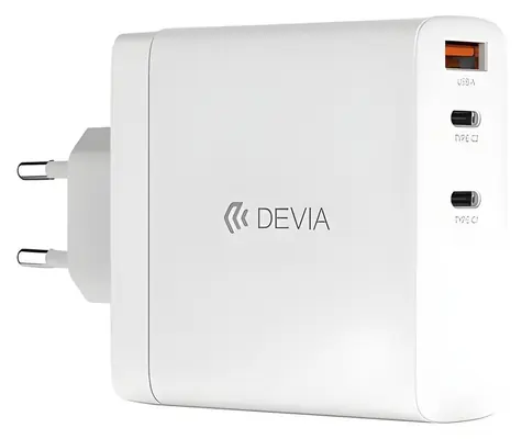 Devia Extreme Speed bílá / Nabíječka / GaN / 140W / 2x USB-C / 1x USB-A