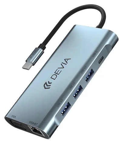 Devia Leopard Series tmavě šedá / USB hub / 11v1 / USB-C
