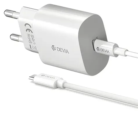 Devia Smart Series PD 25W bílá / Síťová nabíječka s kabelem USB-C / USB-C