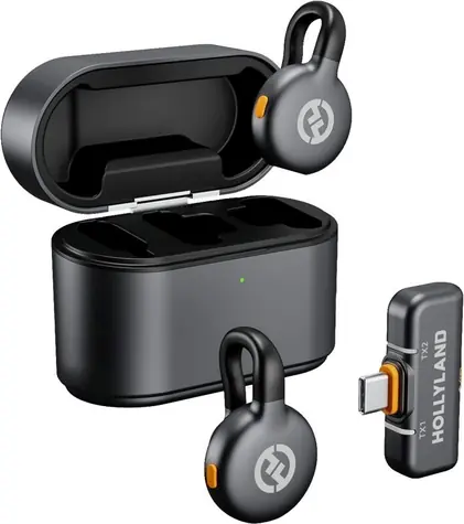 Hollyland LARK M2S Duo Space Gray / Bezdrátový klopový mikrofon / sada 2 ks / USB-C / dosah 300 m