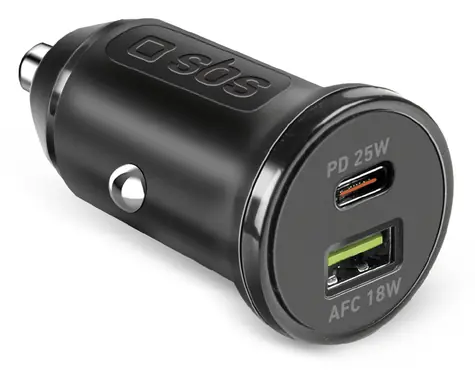 SBS Autoadaptér USB-A a USB-C černá / Autonabíječka / PD / 25 W