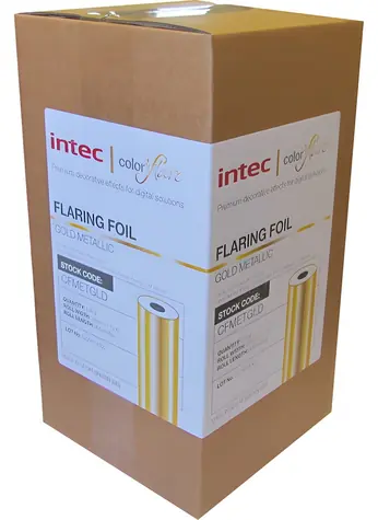 Intec ColorFlare zlatá metalická / Tonerová efektová fólie / 320 mm x 300 m / jádro 77 mm