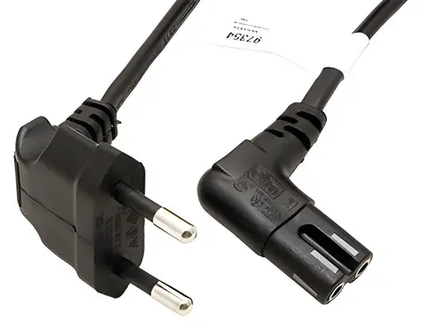 Goobay černá / Napájecí kabel / CEE 7/16 - IEC 320 C7 / lomené konektory / 0,75 m