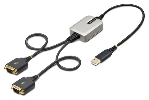 StarTech Redukce USB-A na 2x DB9 RS232 černá / Redukce / FTDI FT2232H / 0,6 m