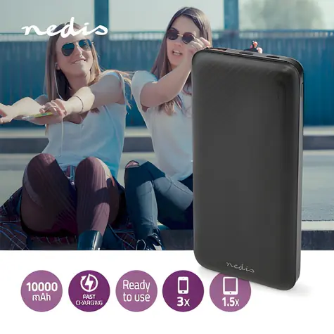 Nedis Powerbanka 10000 mAh / 18 W / 1x USB-A & 1x USB-C / Micro USB vstup